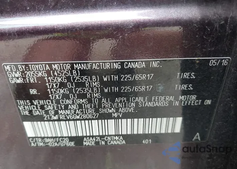 2016 Toyota Rav4 Xle z USA, uszkodzony, nr VIN 2T3WFREV6GW280627